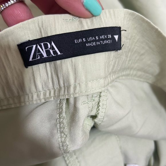 ZARA WOMENS TROUSERS PANTS HIGH RISE CELERY WIDE LEG Sz SMALL - Picture 5 of 10